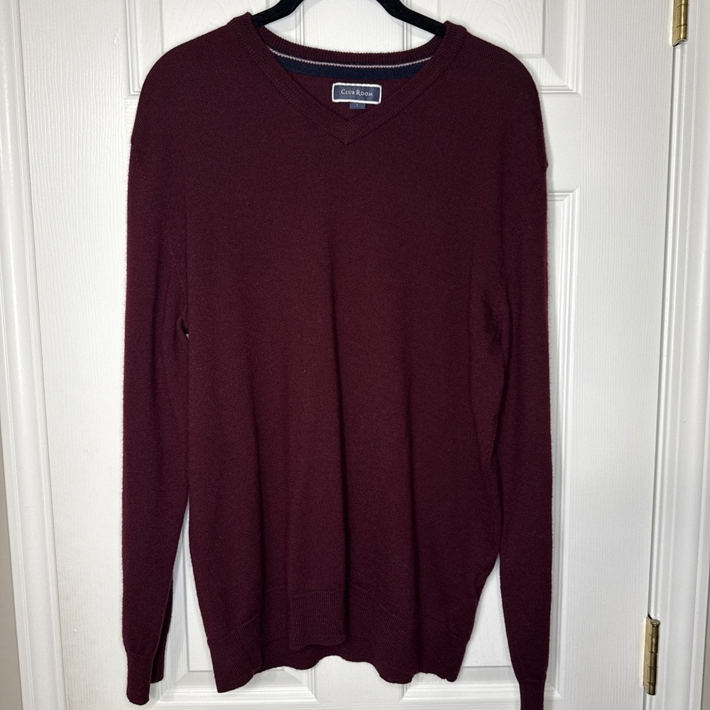 Wine Red V-Neck Knit Sweater Ivy League Aesthetic